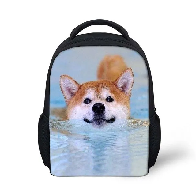 12 inch Wolf Printing Kids School Bags For Baby Boys&Girls