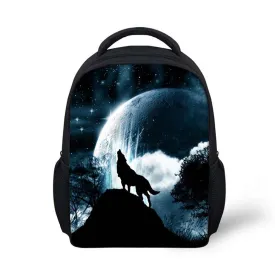 12 inch Wolf Printing Kids School Bags For Baby Boys&Girls