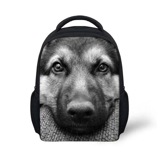 12 inch Wolf Printing Kids School Bags For Baby Boys&Girls