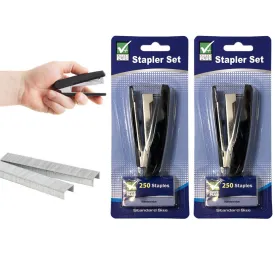 2 X Mini Desk Stapler 500 Staples Set Standard Desktop Home School Office Supply