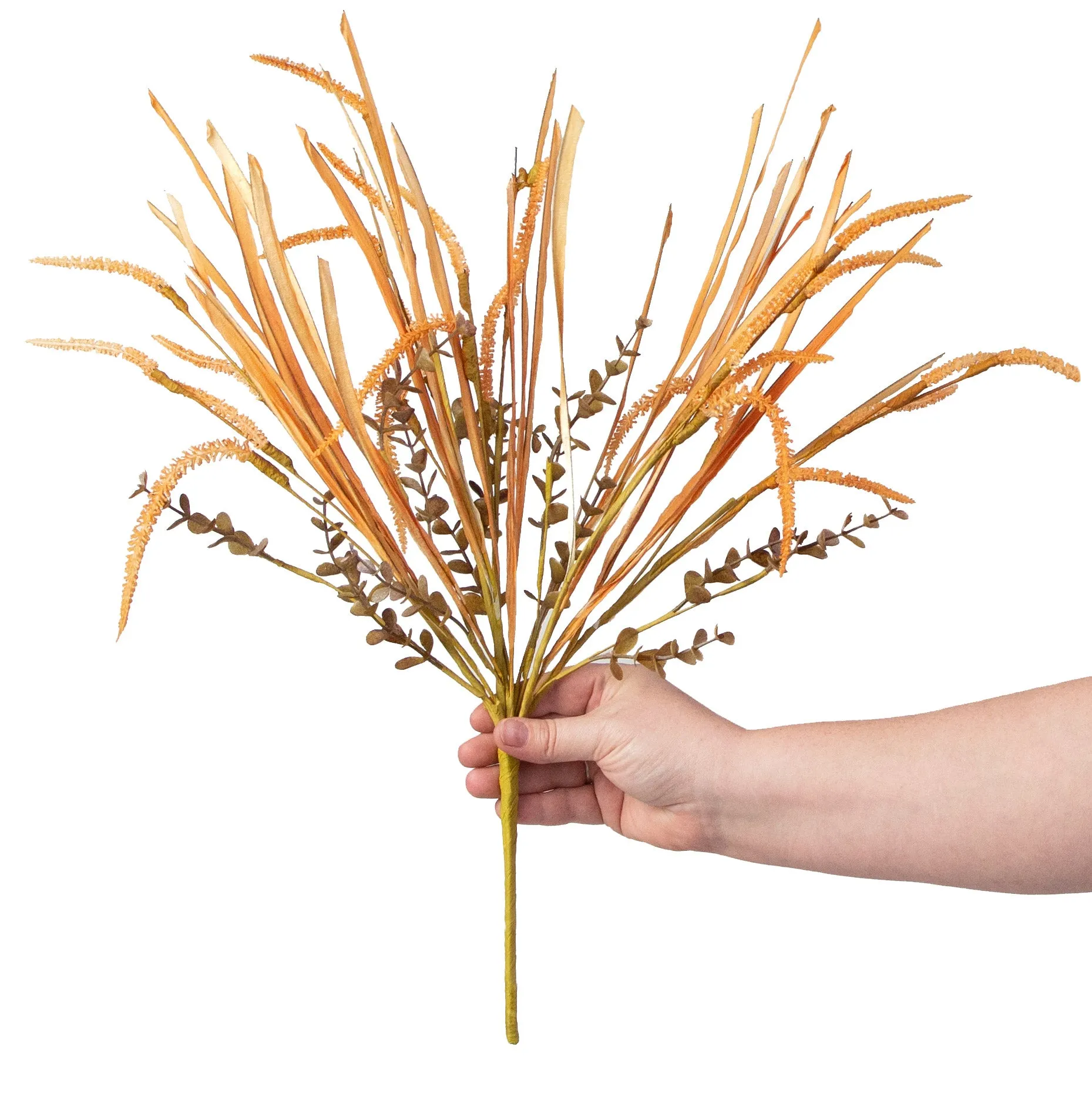 21" Foxtail, Eucalyptus, Grasses Bush: Orange