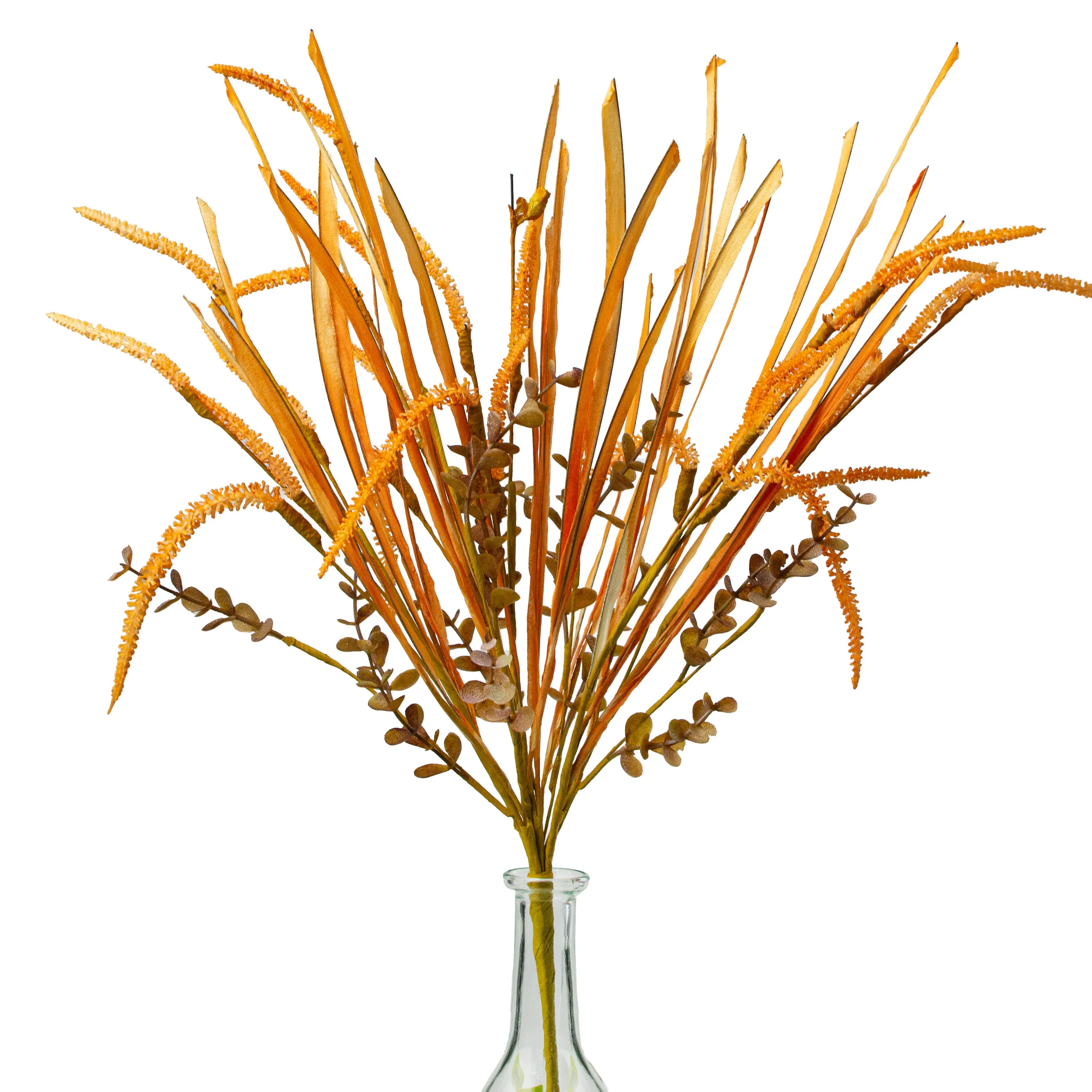 21" Foxtail, Eucalyptus, Grasses Bush: Orange
