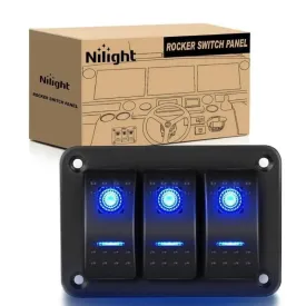3Gang Aluminum 5Pin ON/Off Rocker Switch Panel Blue