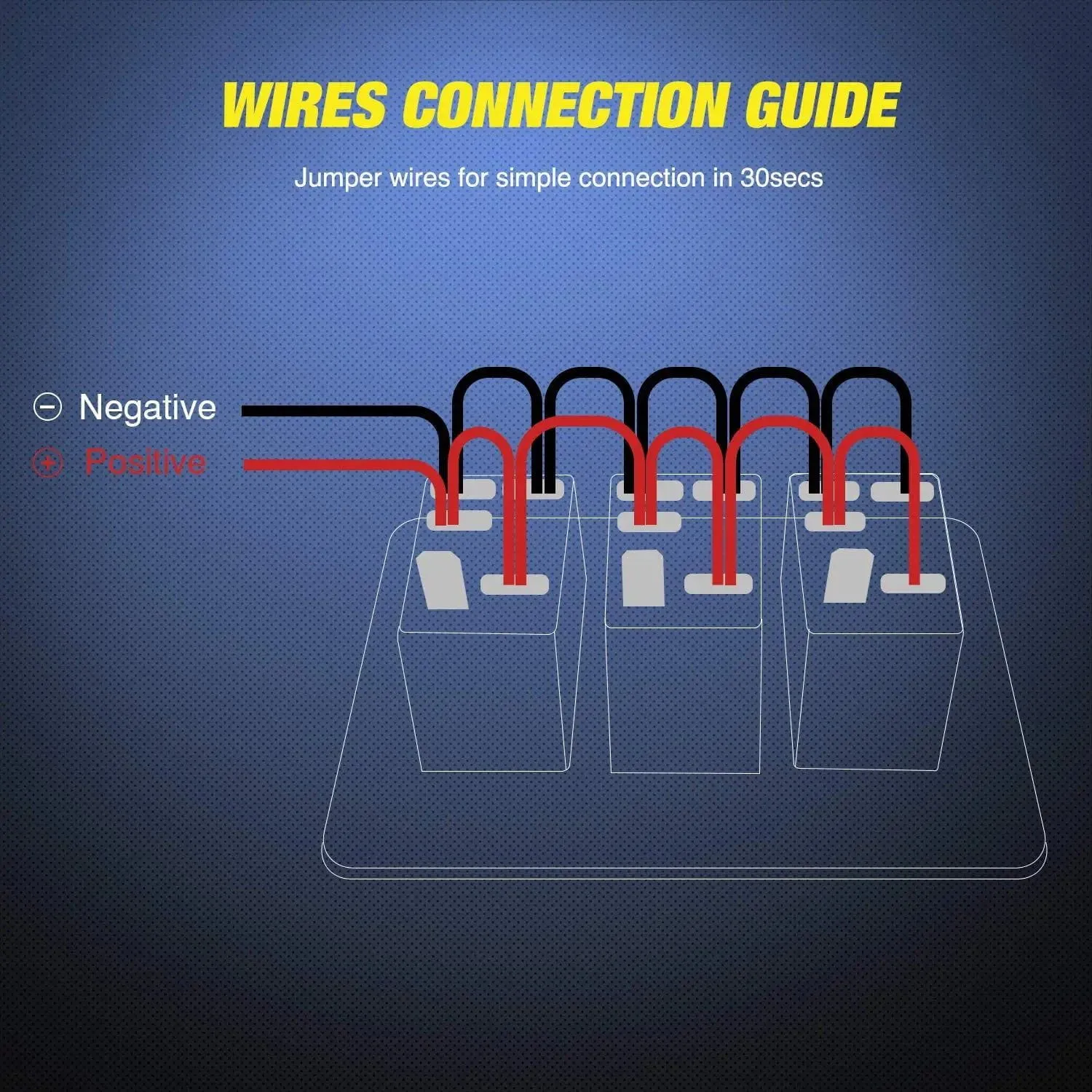 3Gang Aluminum 5Pin ON/Off Rocker Switch Panel Blue