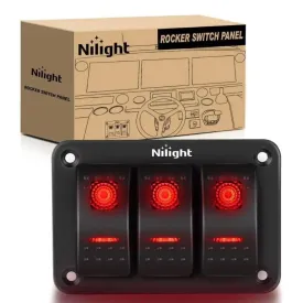 3Gang Aluminum 5Pin ON/Off Rocker Switch Panel Red