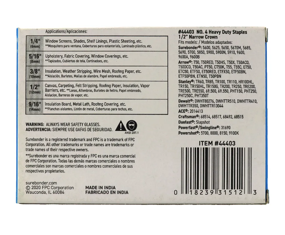 #4 Heavy Duty Narrow Crown Staples - 1/2" - 5000 ct.