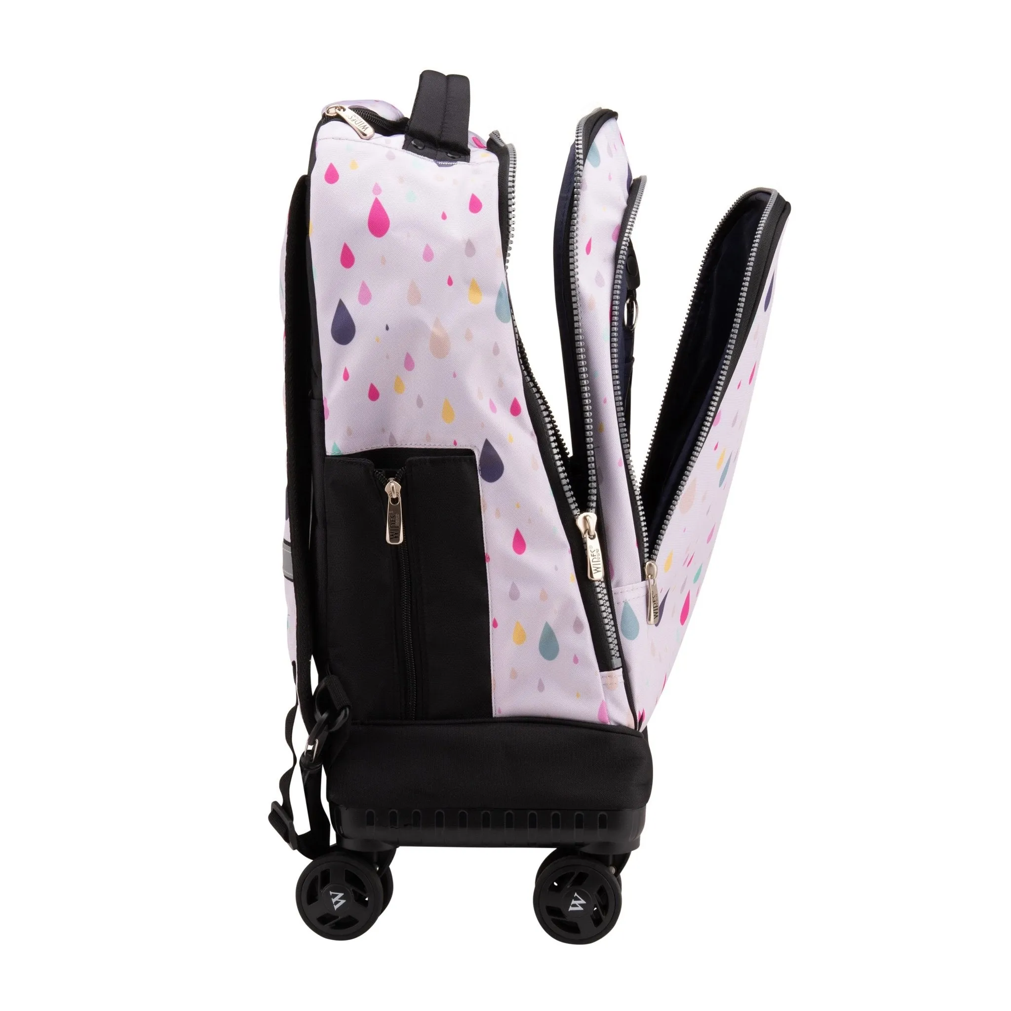 4 Wheel School Backpack Trolley Set of 3 Rainbow Rain
