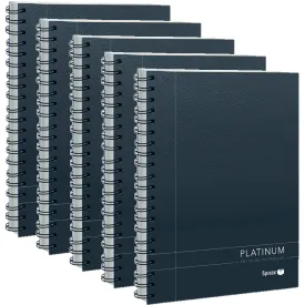 5 Pack Spirax 401 Platinum Notebook Spiral Bound 200 Page A5 Black BULK