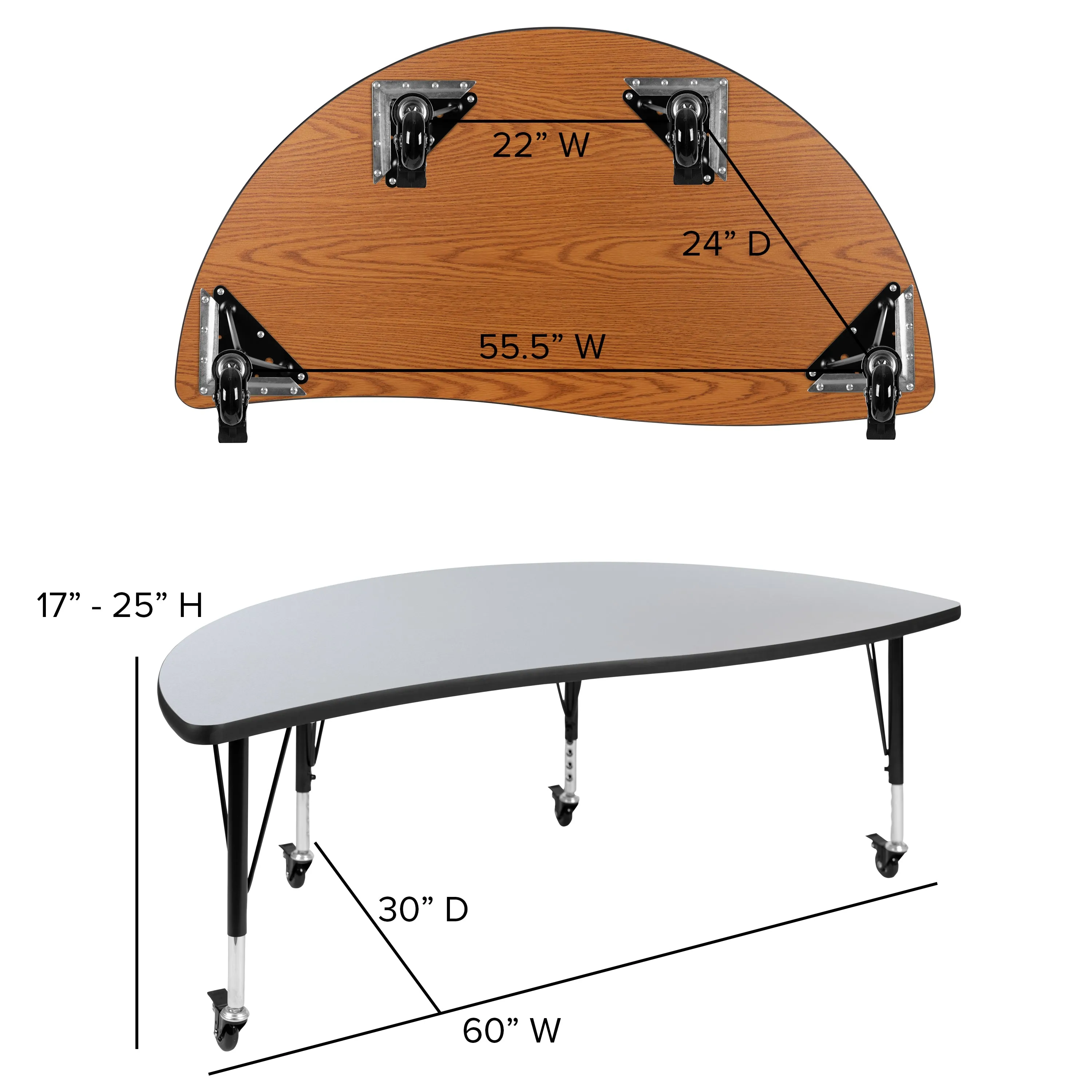 60" Circle Wave Grey Table Set XU-GRP-14CH-A60-HCIRC-GY-T-P-CAS-GG