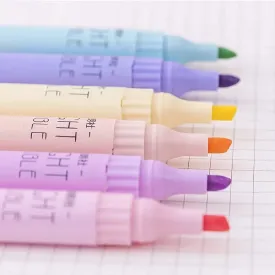 6pcs | Pack Dual Head Dual Color Highlighter Student Lesson Book Marker Pen | Painting Tools Set