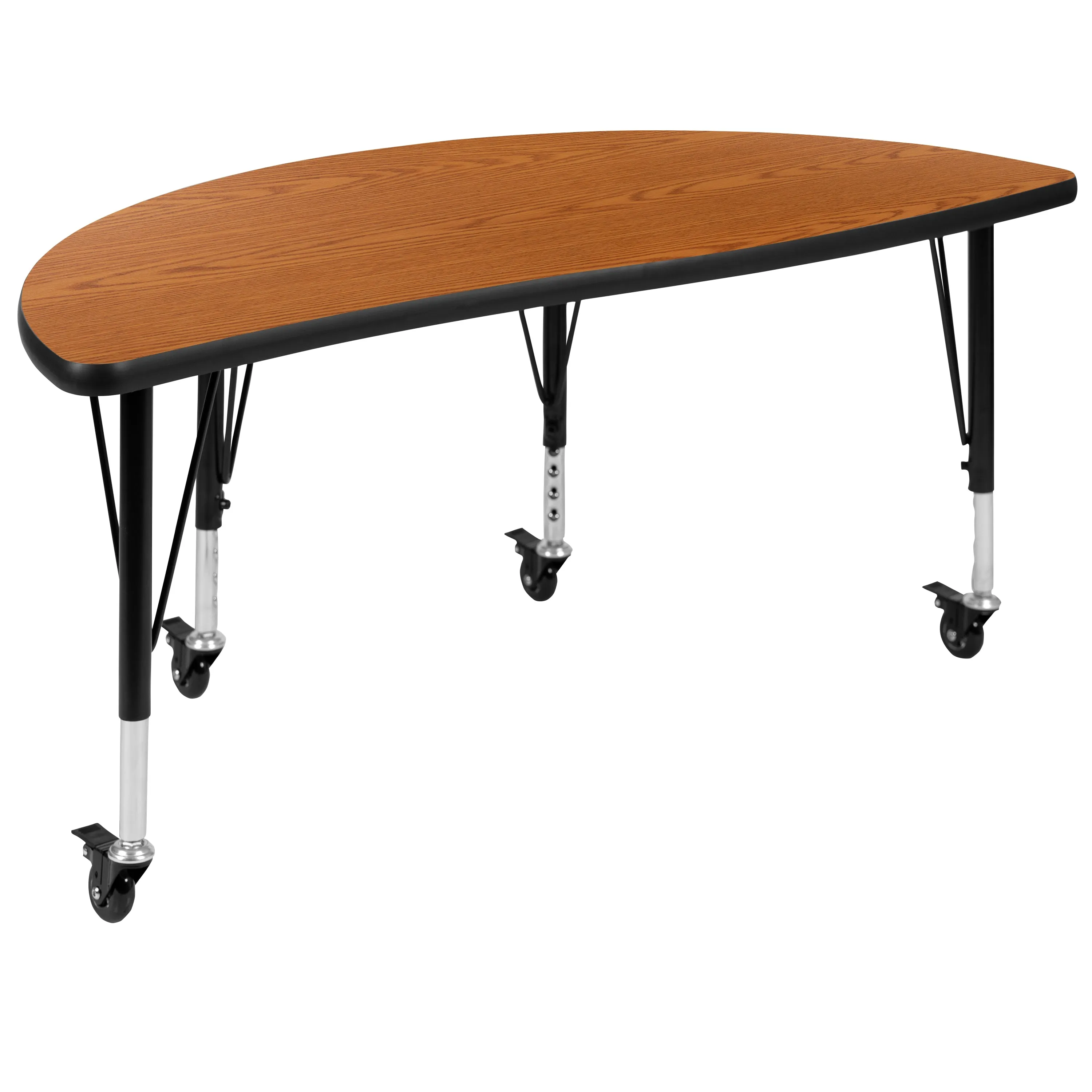 76" Oval Wave Oak Table Set XU-GRP-14CH-A3048CON-48-OAK-T-P-CAS-GG