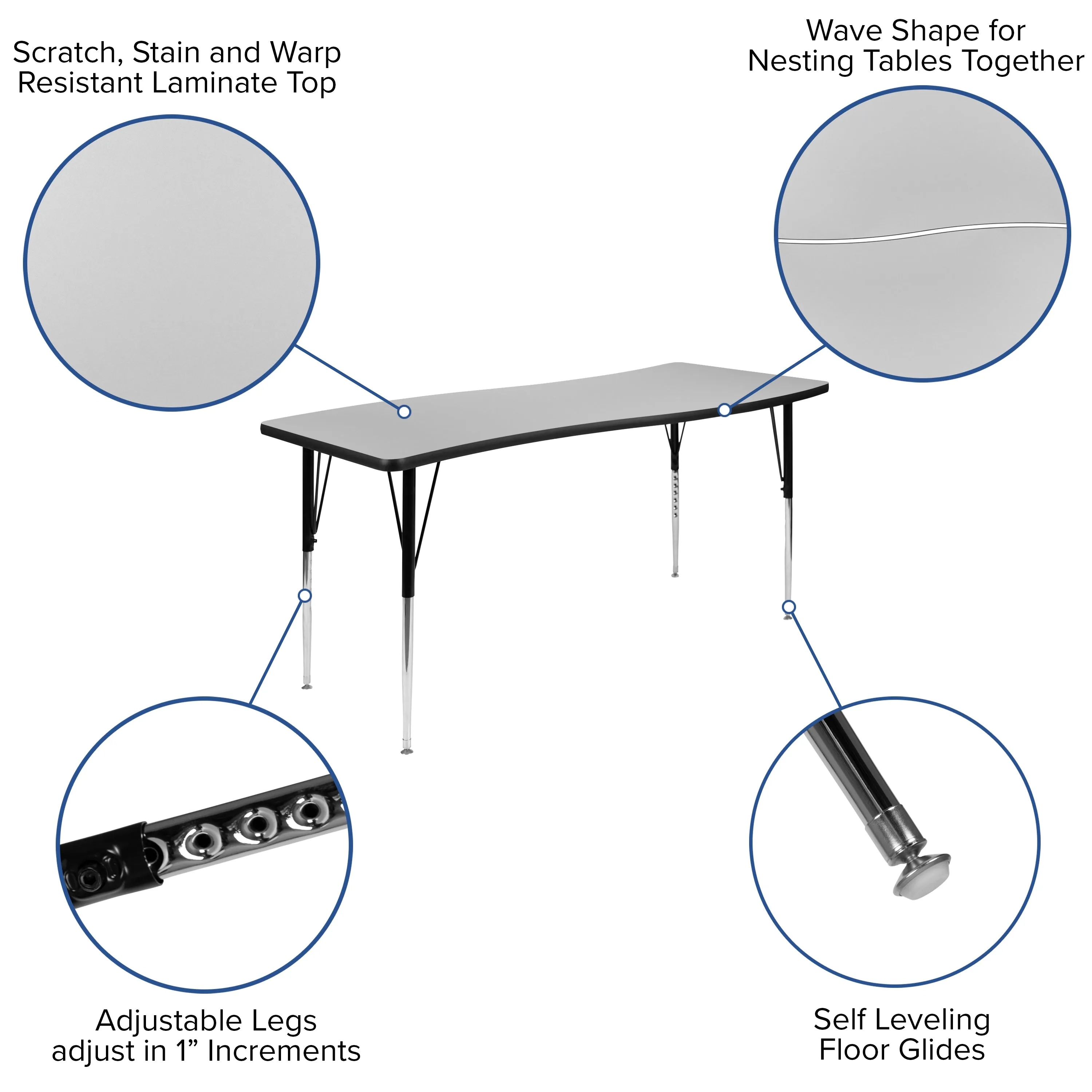 86" Oval Wave Grey Table Set XU-GRP-18CH-A3060CON-60-GY-T-A-GG
