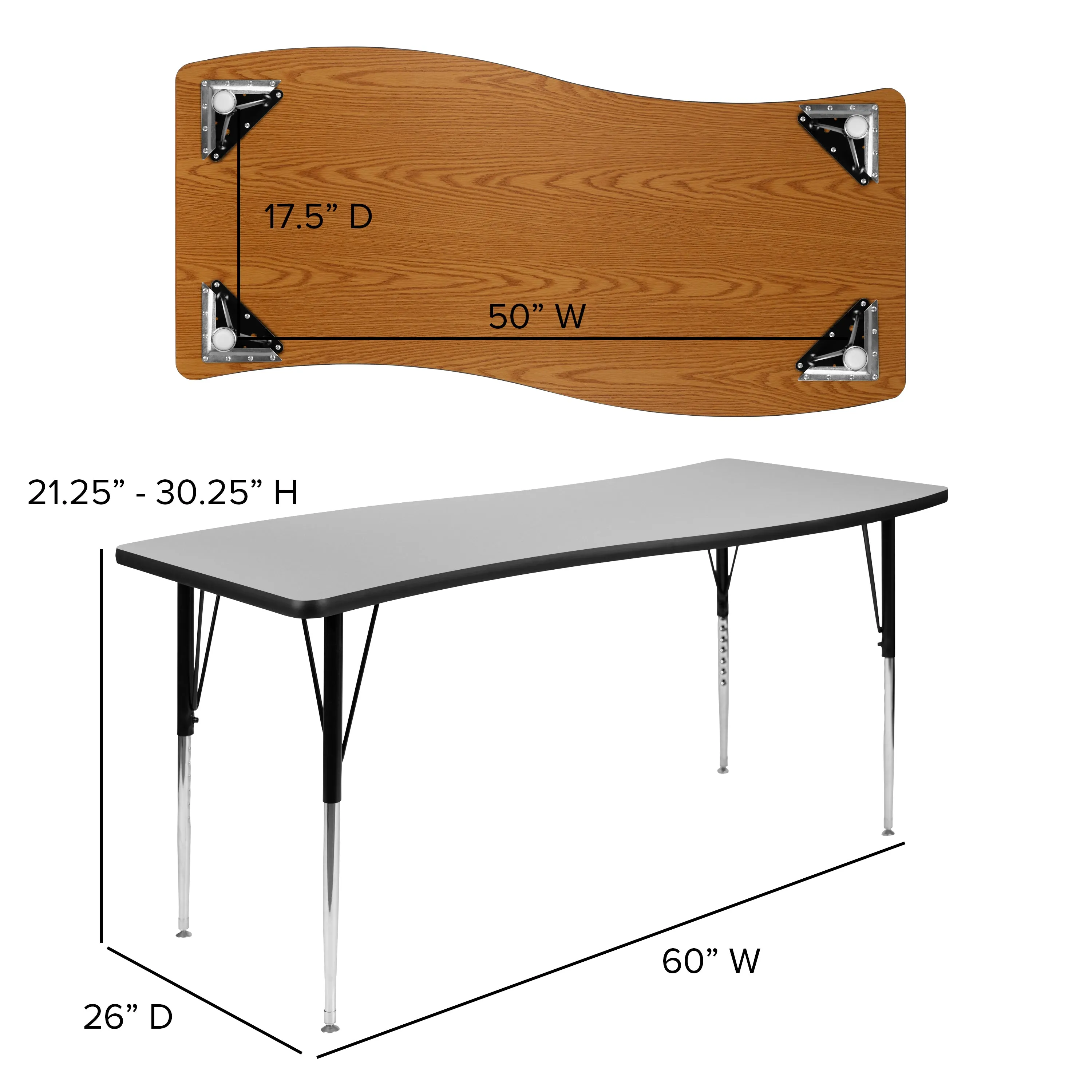 86" Oval Wave Grey Table Set XU-GRP-18CH-A3060CON-60-GY-T-A-GG