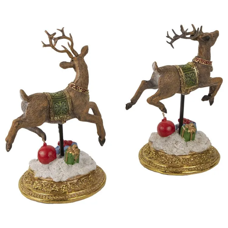 9.5" Glittered Reindeer Christmas Stocking Holders Set of 2