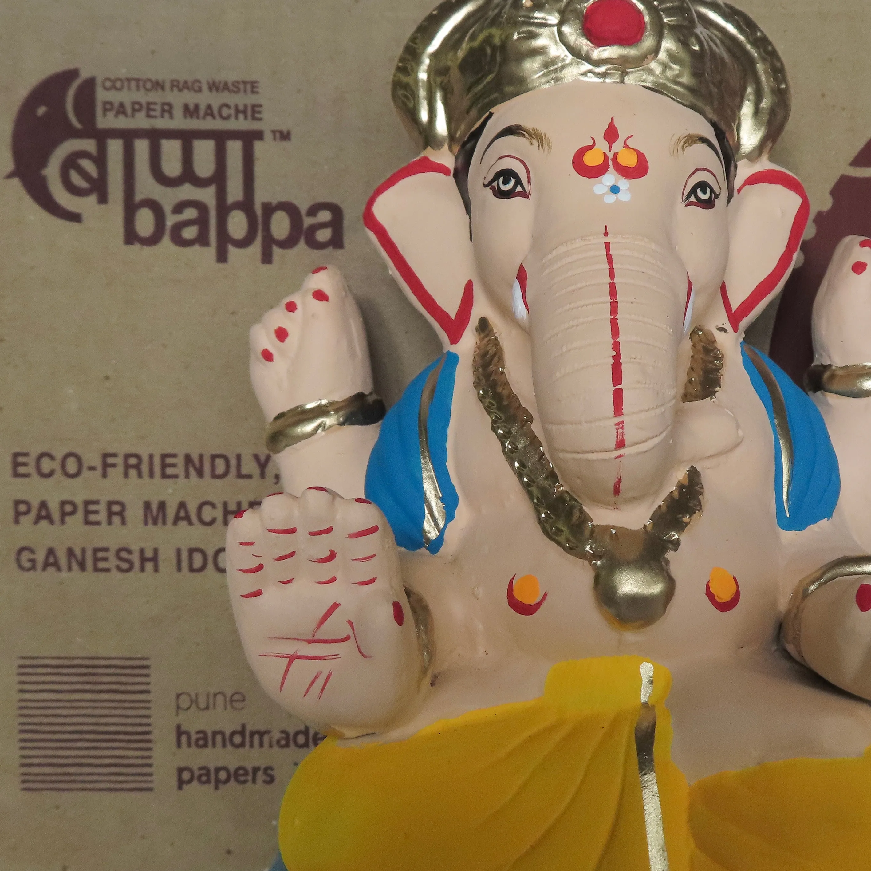 9" COLORED PAPER MACHE GANESH IDOL