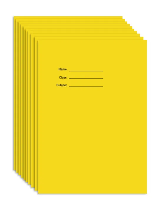 A5 (9" x 7") - 10mm Lined Tinted Paper - Exercise Book (Yellow Cover)