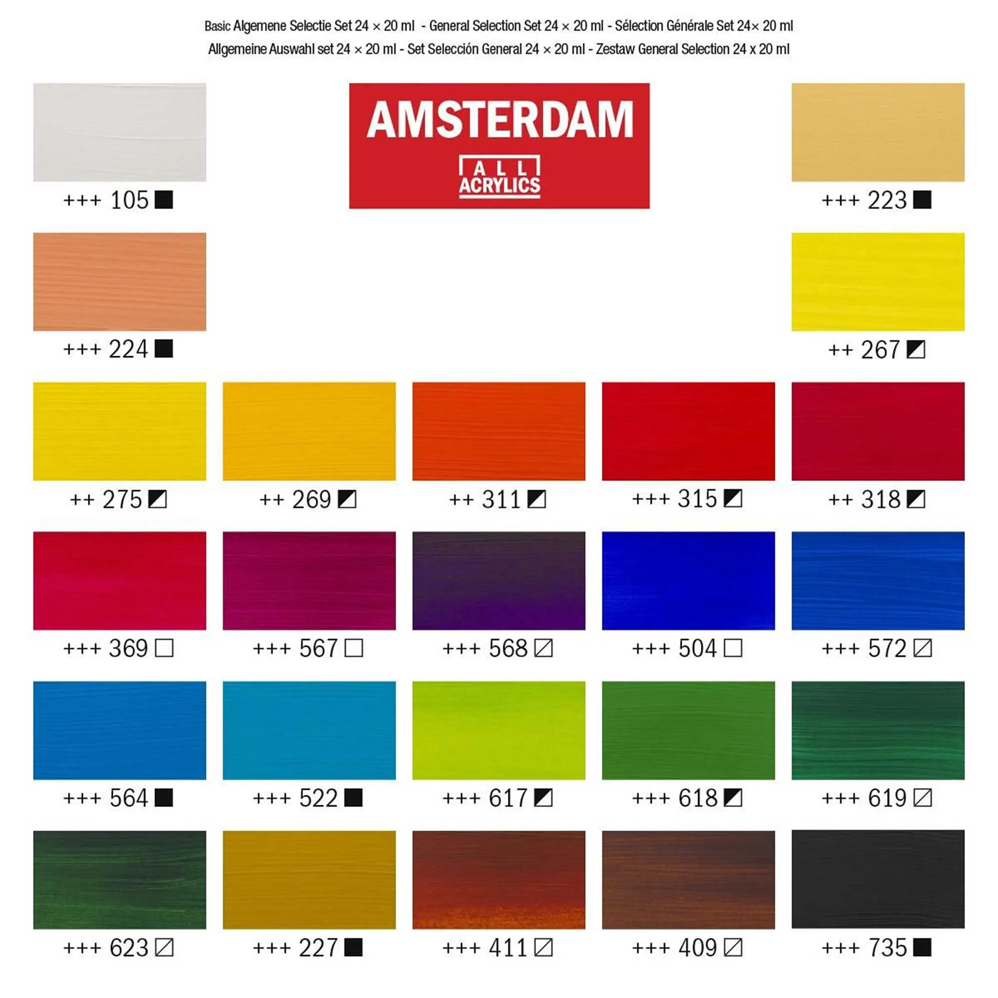Amsterdam Acrylic Paint General Selection - Set of 24 x 20ml
