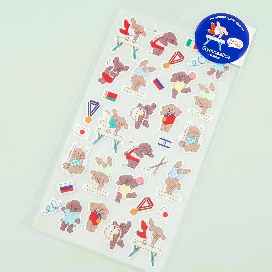 Animal Sports Large Seal Stickers - Toy Poodle Gymnastics
