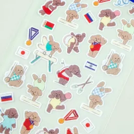 Animal Sports Large Seal Stickers - Toy Poodle Gymnastics