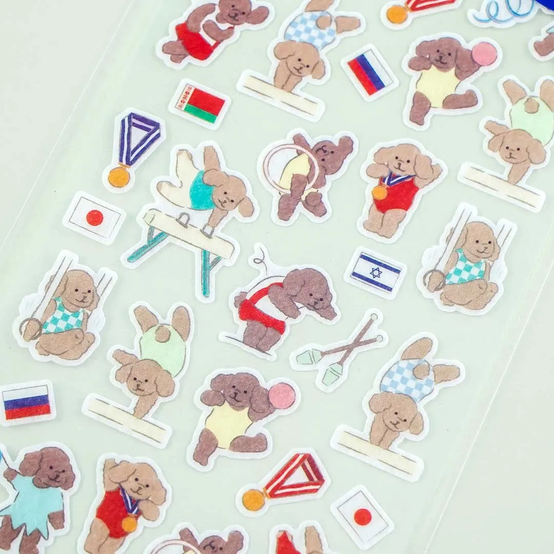 Animal Sports Large Seal Stickers - Toy Poodle Gymnastics