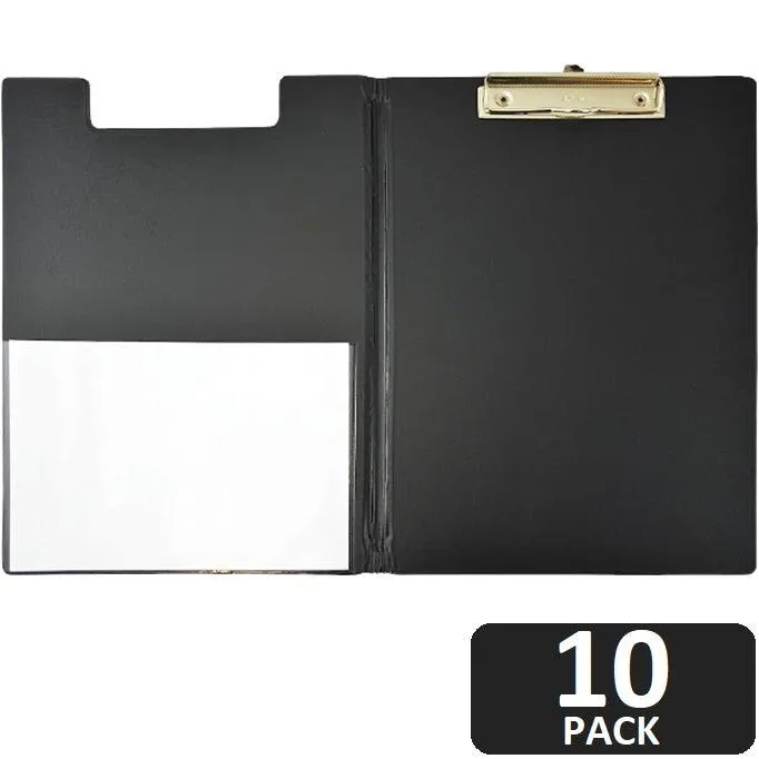 Bantex Clipfolder A4 Clip Folder Board Black 10 Pack