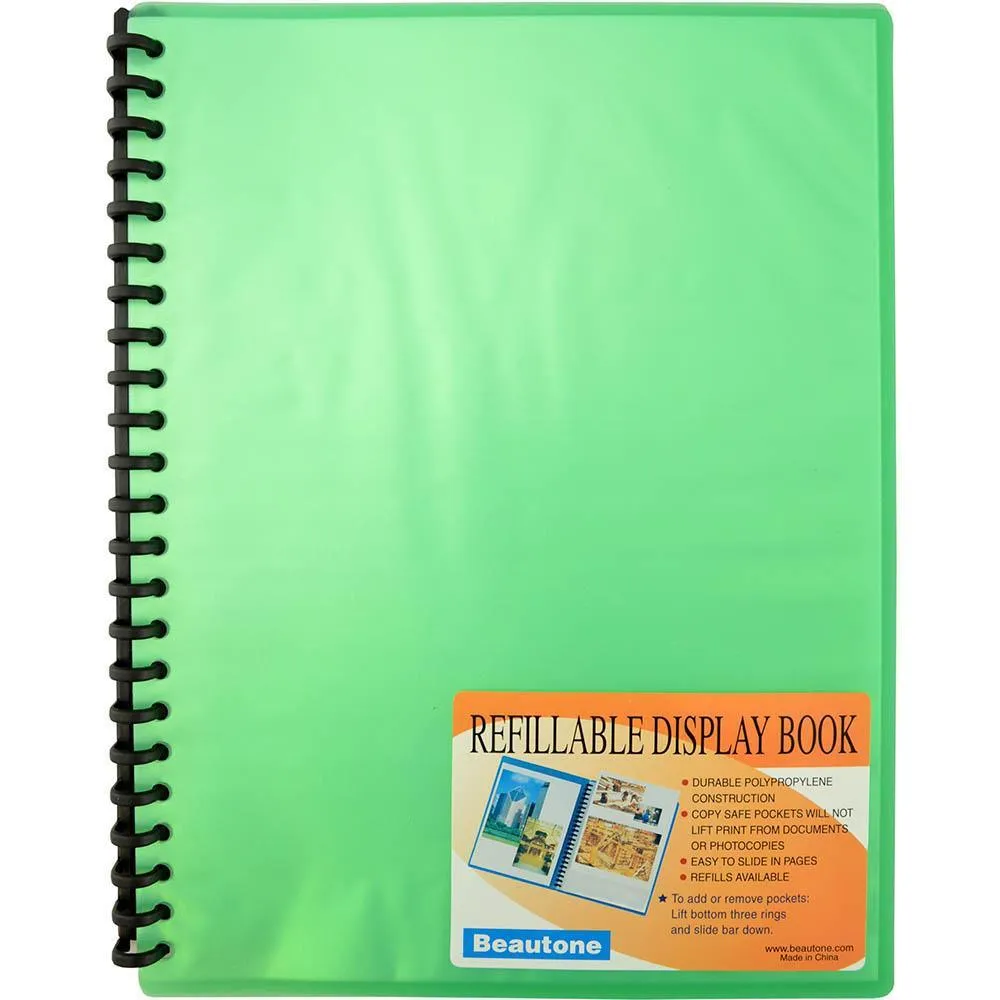 Beautone Cool Frost Display Book Refillable 20 Pocket A4 Green