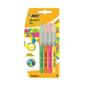 Bic Highlighter Flex Brush Tip Assorted Colours | Pack of 4