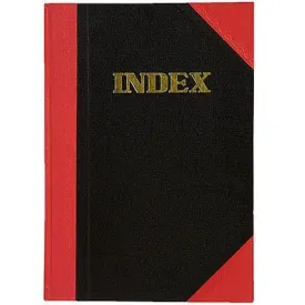Black And Red Notebook Casebound Ruled A-Z Index 100 Leaf A4 Assorted Corners