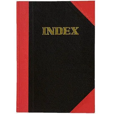 Black And Red Notebook Casebound Ruled A-Z Index 100 Leaf A4 Assorted Corners