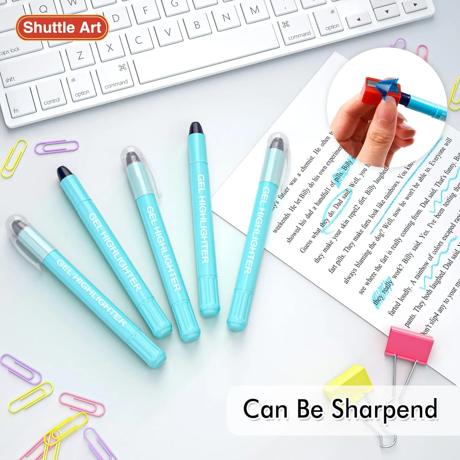 Blue Gel Highlighters - Set of 5