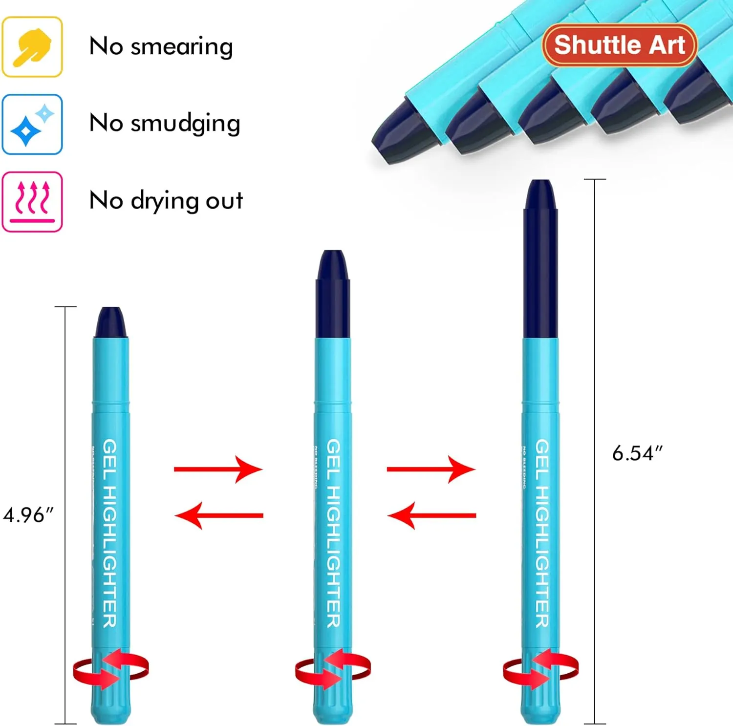 Blue Gel Highlighters - Set of 5