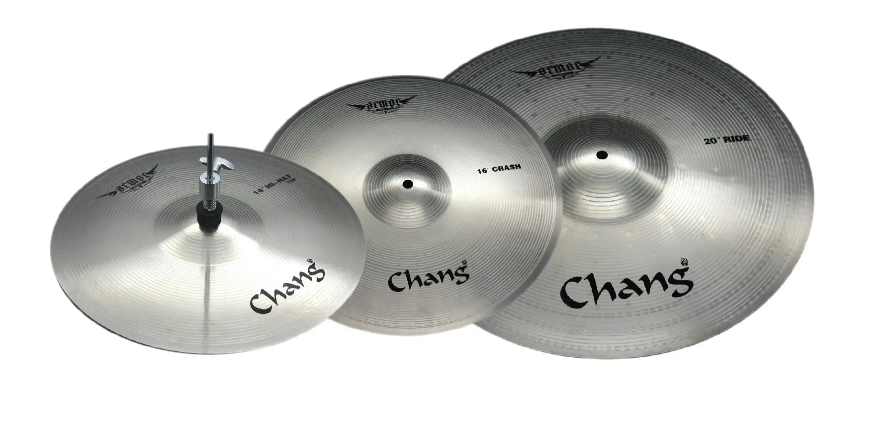 Chang Cymbal 14 Inch Hi-hat 16 Inch Crash 20 Inch Crash Ride Armour Series Ar-k Set, Silver