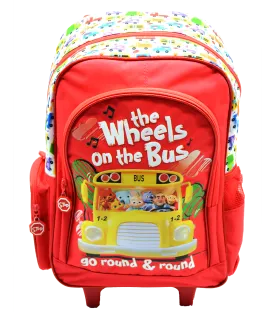 COCOMELON THE WHEELS ON THE BUS TROLLEY BAG W/2 COMPARMENT 16"