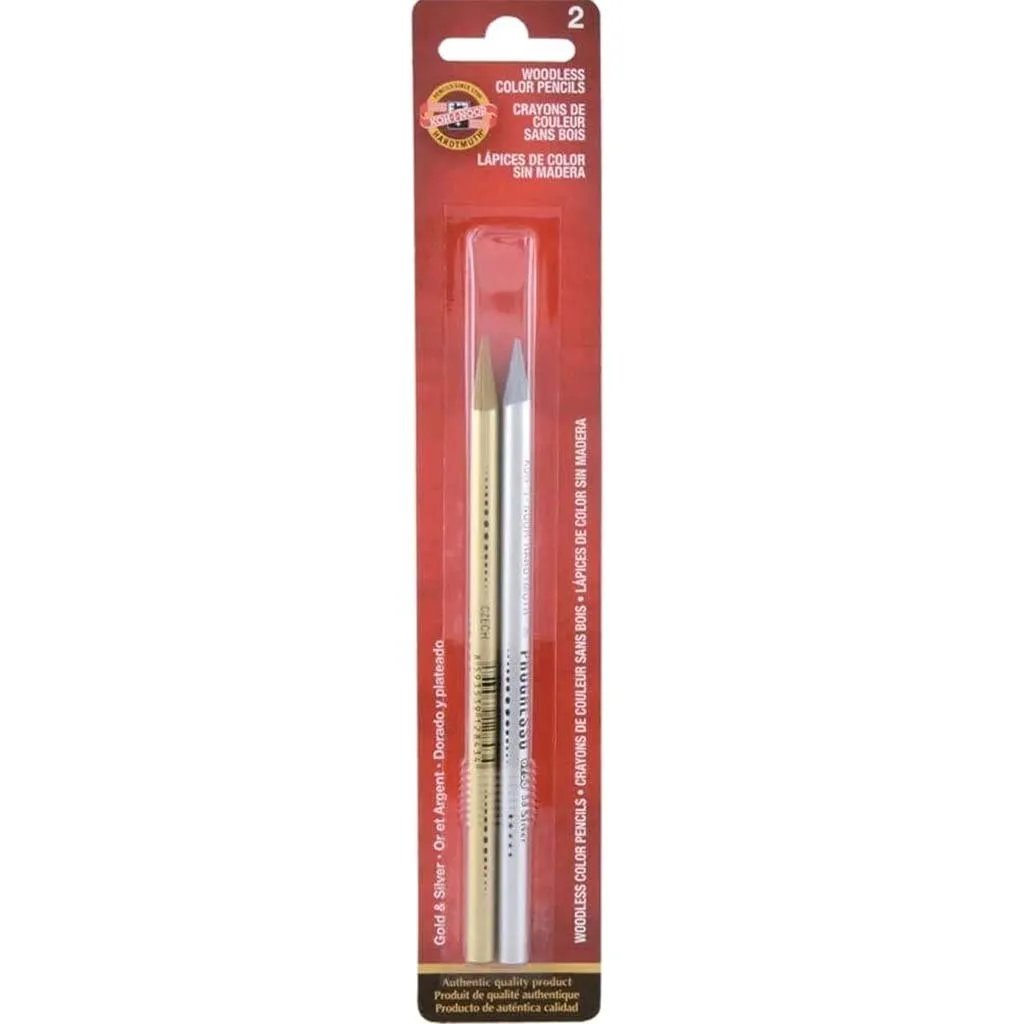 Colored Pencil Woodless Set Gold & Silver