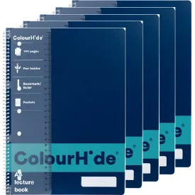 Colourhide Lecture Notebook 140 Page A4 Navy Blue 5 Pack