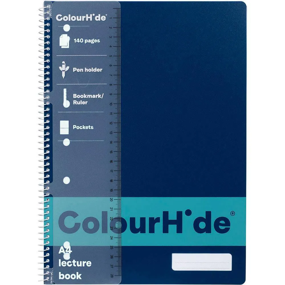 Colourhide Lecture Notebook 140 Page A4 Navy Blue 5 Pack