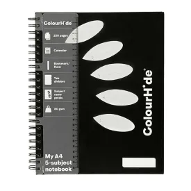 Colourhide My 5-Subject Hardcover Notebook 250 Page A4 Black