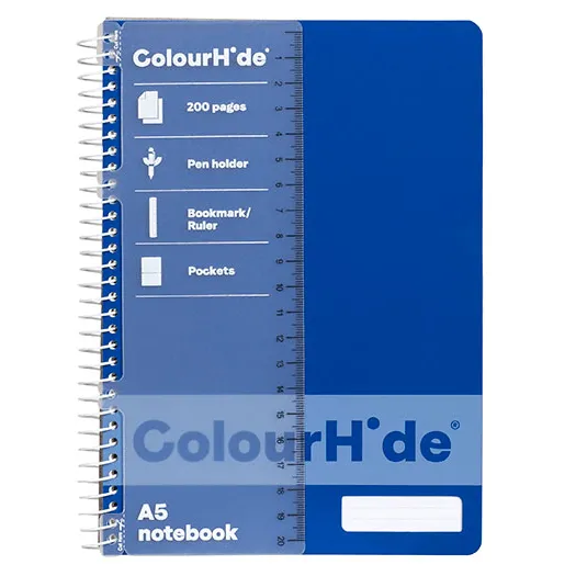 Colourhide Notebook A5 200 Pages Blue Classic Spiral Pack 5