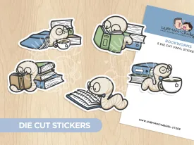 Cozy Bookworm Die Cut Stickers