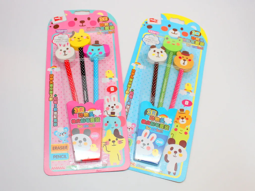 Cute Animal Head Pencil Set