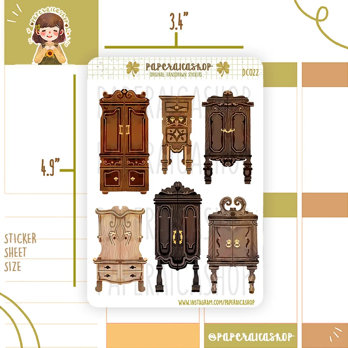 Cute Antique Stickers PaperaicaShop