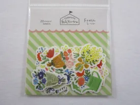 Cute Kawaii Beautiful Bouquet of Flowers Heart Love Blue Yellow Red Pink Wedding Garden Flake Stickers Sack - Furukawashiko Japan - for Journal Agenda Planner Scrapbooking Craft