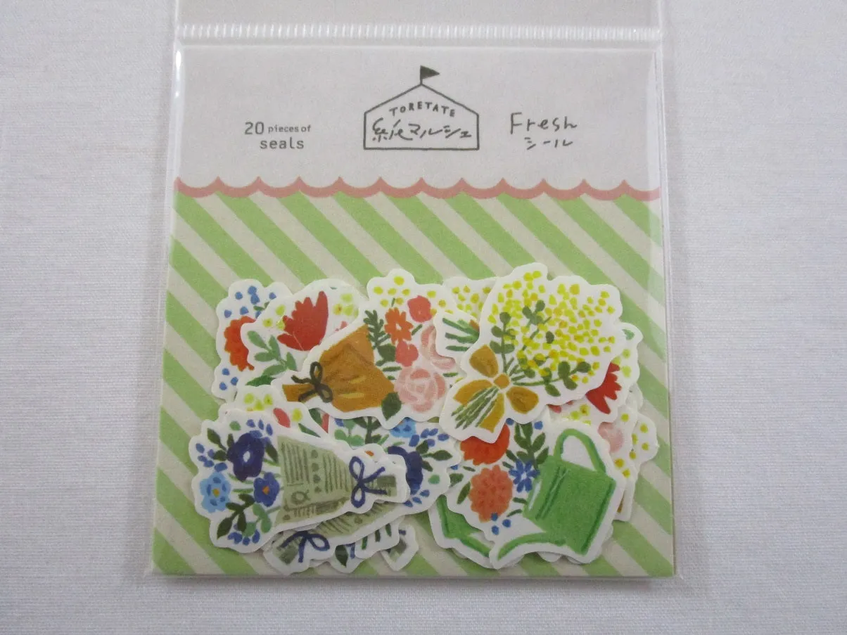 Cute Kawaii Beautiful Bouquet of Flowers Heart Love Blue Yellow Red Pink Wedding Garden Flake Stickers Sack - Furukawashiko Japan - for Journal Agenda Planner Scrapbooking Craft