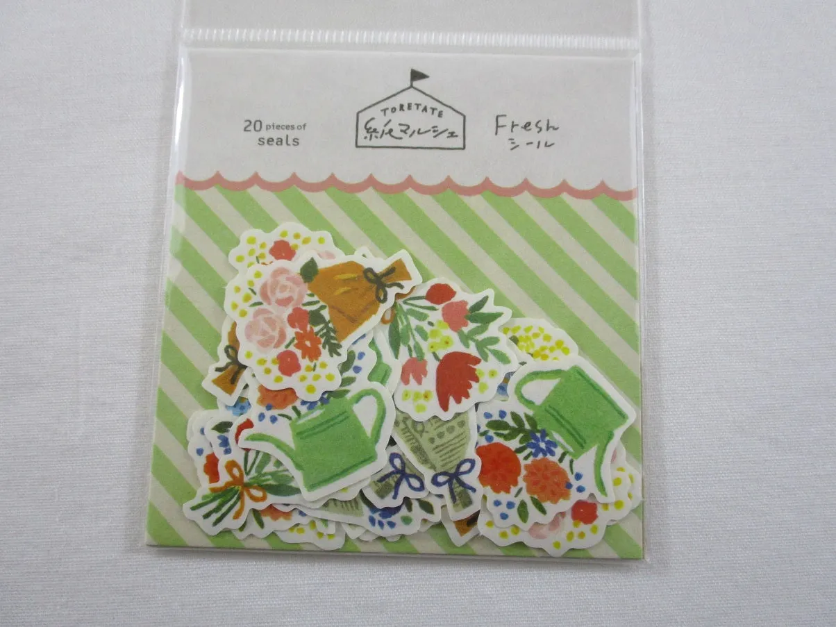 Cute Kawaii Beautiful Bouquet of Flowers Heart Love Blue Yellow Red Pink Wedding Garden Flake Stickers Sack - Furukawashiko Japan - for Journal Agenda Planner Scrapbooking Craft