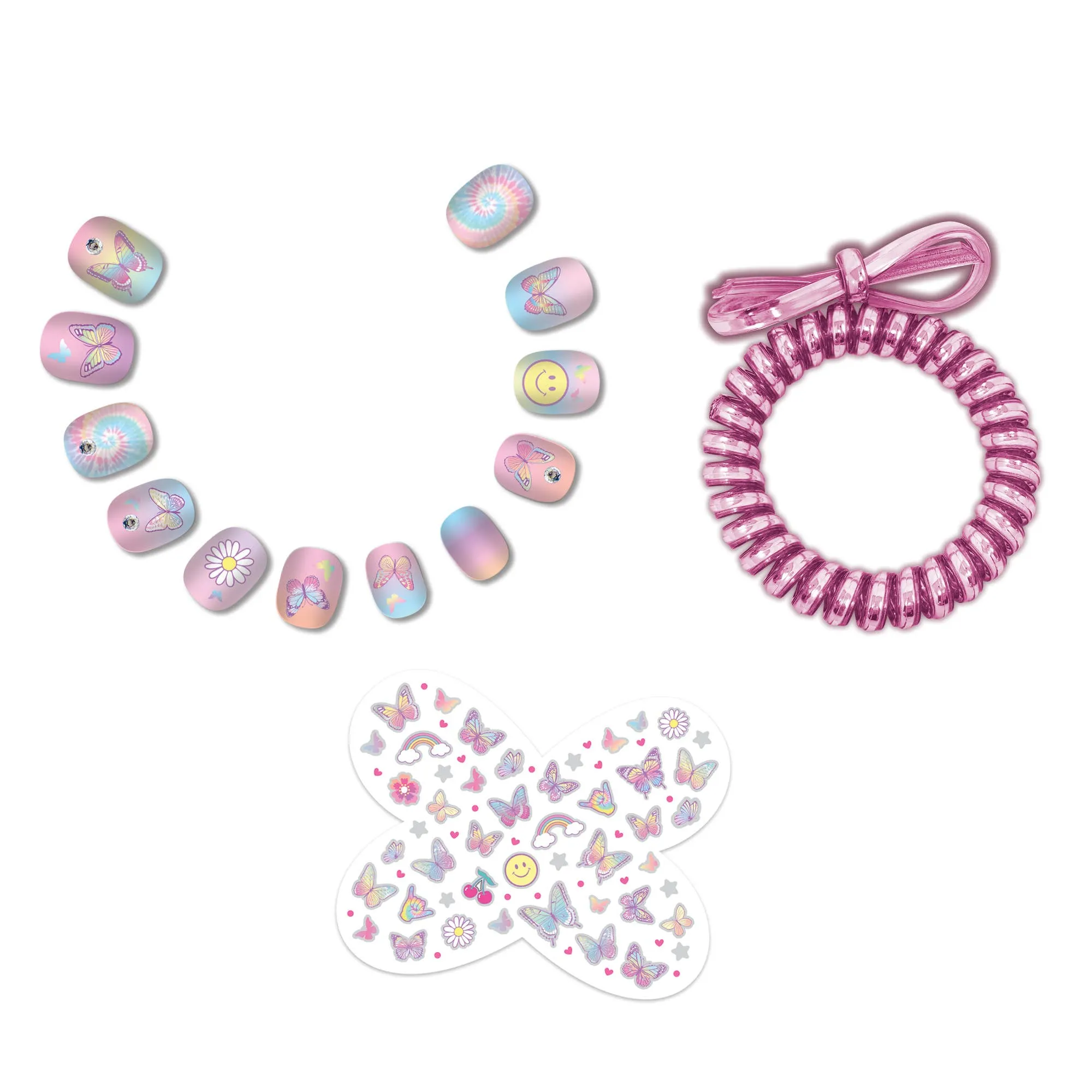 Dazzle Nails    Spiral Hair Tie/Bracelet, Tie Dye Butterfly