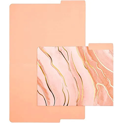 Decorative File Folders, Pastels & Gold Foil Marble, 1/3 Cut (12 Pack)