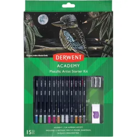 Derwent Academy Metallic Pencils Starter Kit Sketch Pad Eraser Sharpener