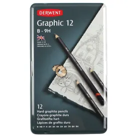 Derwent Graphic Graphite Pencil Tin of 12 Hard Grades