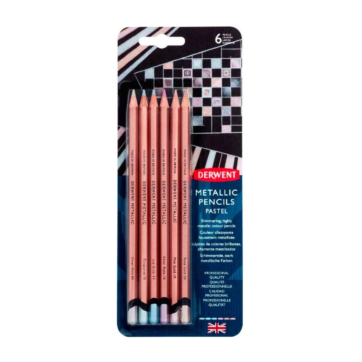 Derwent Metallic Pencils Pack of 6 - Pastel Colours