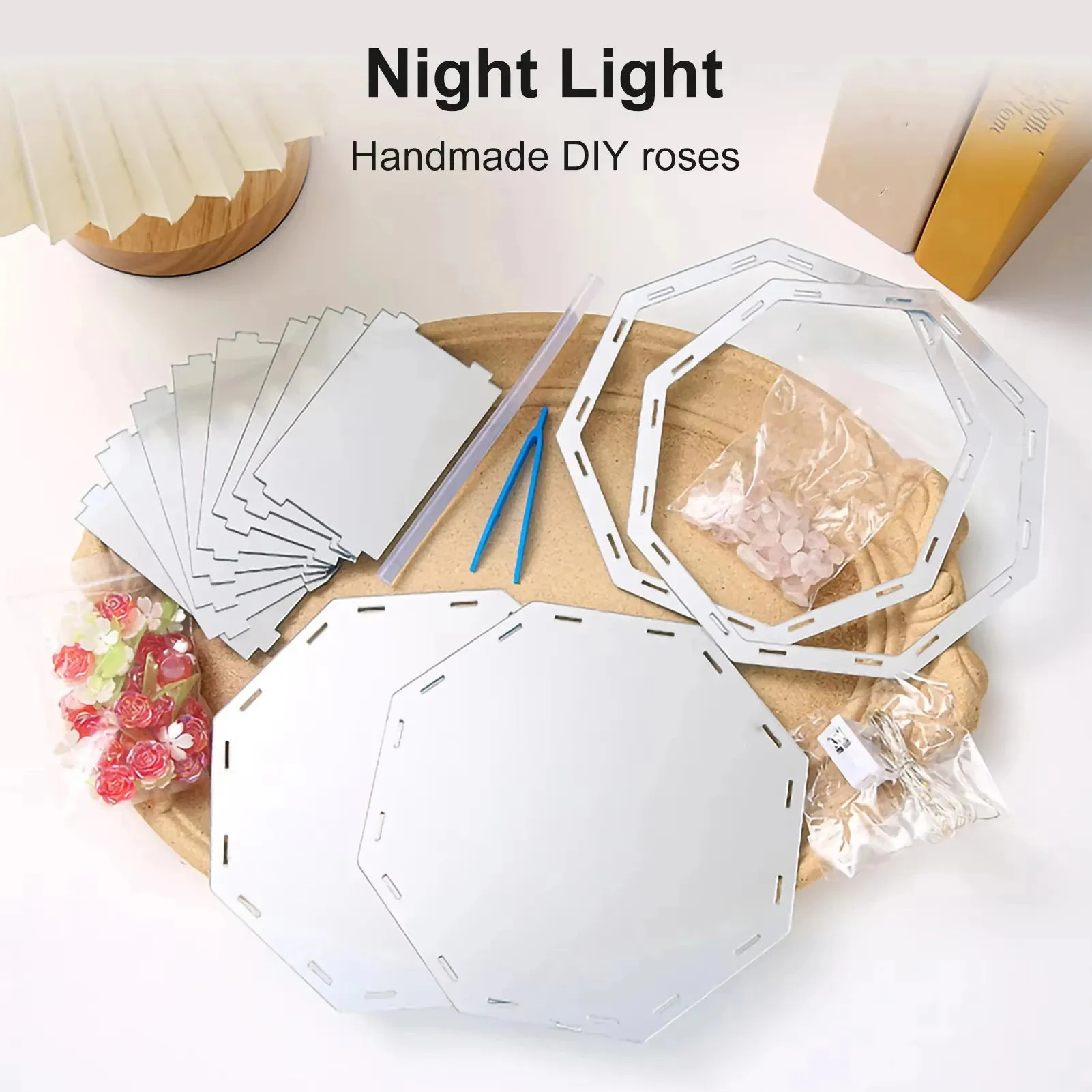 DIY Tulip LED Night Light – Magic Cube Table Lamp & Mirror 2-in-1 Decorative Gift